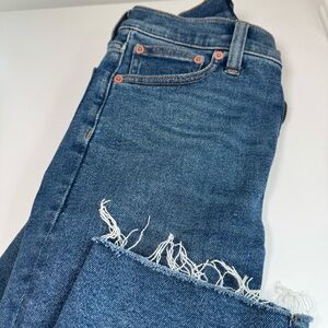 J. Crew Stovepipe Jeans Women’s Size 25 Dark Wash Distressed Cuffs